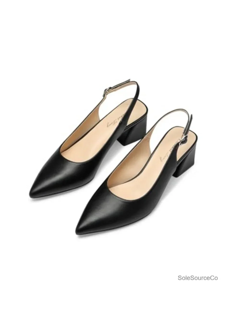 Women's Slingback Block Heel Pumps Closed Toe Chunky Low Heels Office Wedding